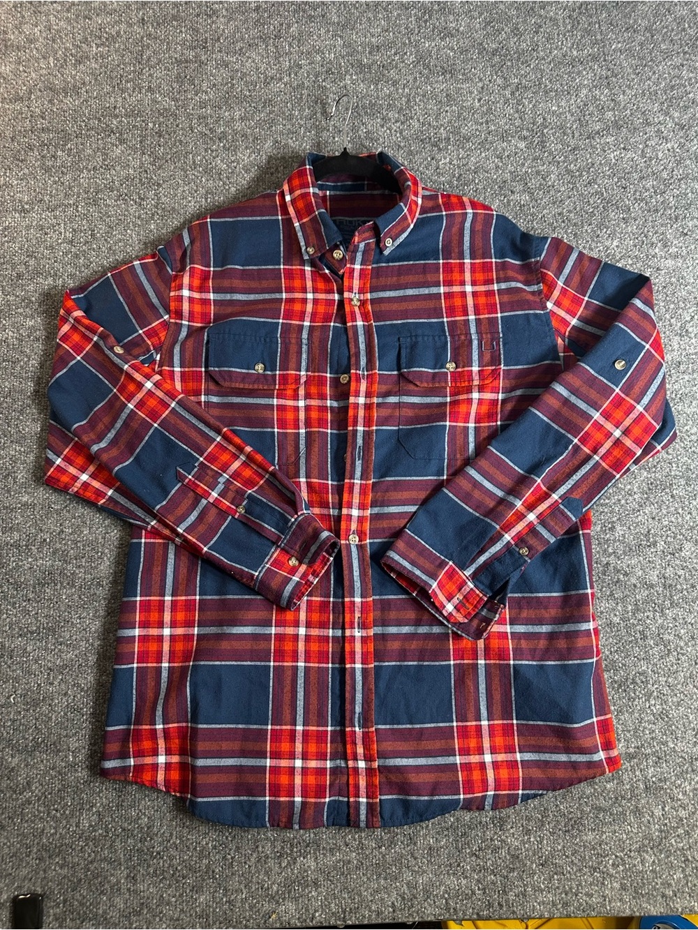 Huk Red and Navy Plaid Button-Down Shirt
